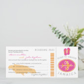 Boarding Pass to Jamaica Wedding Invitation Kaart (Staand voorkant)