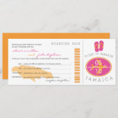 Boarding Pass to Jamaica Wedding Invitation Kaart (Voorkant / Achterkant)