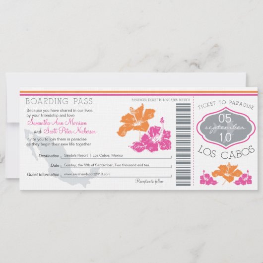 Boarding Pass to Los Cabos Mexico Kaart (Voorkant)