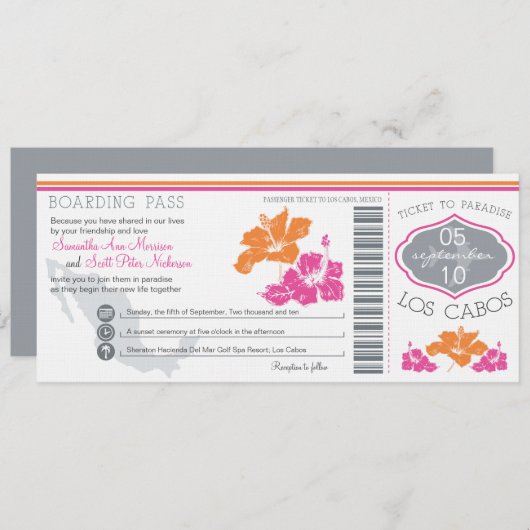 Boarding Pass to Los Cabos Mexico Kaart (Voorkant / Achterkant)