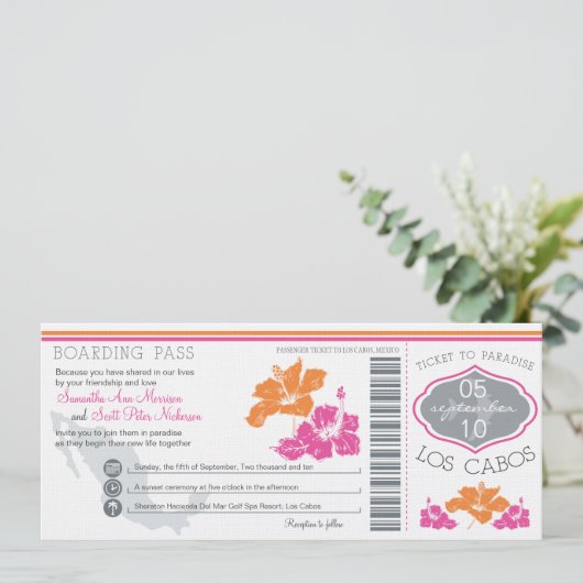 Boarding Pass to Los Cabos Mexico Kaart (Staand voorkant)