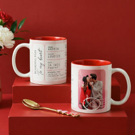 Boarding Pass To Love Plane Ticket Valentine's Day Tweekleurige Koffiemok