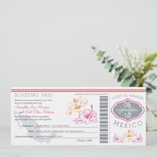 Boarding Pass to Mexico Kaart (Staand voorkant)