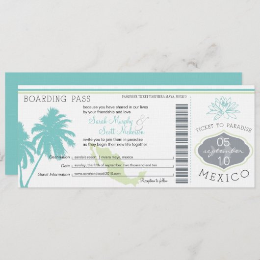 Boarding Pass to Mexico Kaart (Voorkant / Achterkant)