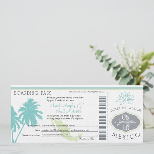 Boarding Pass to Mexico Kaart (Staand voorkant)