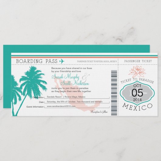 Boarding Pass to Mexico Kaart (Voorkant / Achterkant)