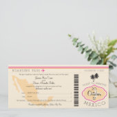 Boarding Pass to Mexico Wedding Invitation Kaart (Staand voorkant)