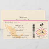 Boarding Pass to Mexico Wedding Invitation Kaart (Voorkant / Achterkant)