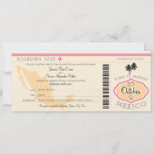 Boarding Pass to Mexico Wedding Invitation Kaart (Voorkant)
