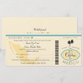 Boarding Pass to Mexico Wedding Invitation Kaart (Voorkant / Achterkant)