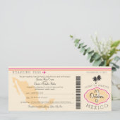 Boarding Pass to Mexico Wedding Invitation Kaart (Staand voorkant)