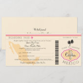 Boarding Pass to Mexico Wedding Invitation Kaart (Voorkant / Achterkant)