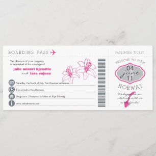 Boarding Pass to Norway Wedding Invitation Kaart