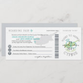 Boarding pass to Paphos Cyprus Wedding Invitation Kaart (Voorkant / Achterkant)