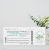 Boarding pass to Paphos Cyprus Wedding Invitation Kaart (Staand voorkant)