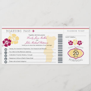 Boarding pass to Portugal Wedding Invitation Kaart