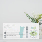 Boarding pass to Portugal Wedding Invitation Kaart (Staand voorkant)