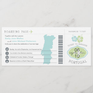 Boarding pass to Portugal Wedding Invitation Kaart
