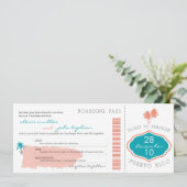 Boarding pass to Puerto Rico Wedding Invitation Kaart (Staand voorkant)
