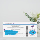 Boarding Pass to Puerto Rico Wedding Kaart (Staand voorkant)