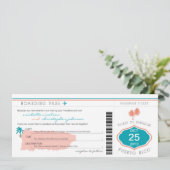 Boarding Pass to Puerto Rico Wedding Kaart (Staand voorkant)
