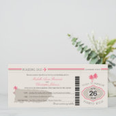Boarding Pass to Puerto Rico Wedding Kaart (Staand voorkant)