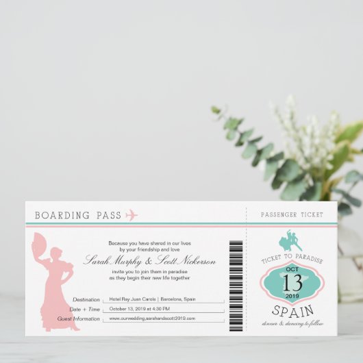 Boarding Pass to Spain Kaart (Staand voorkant)