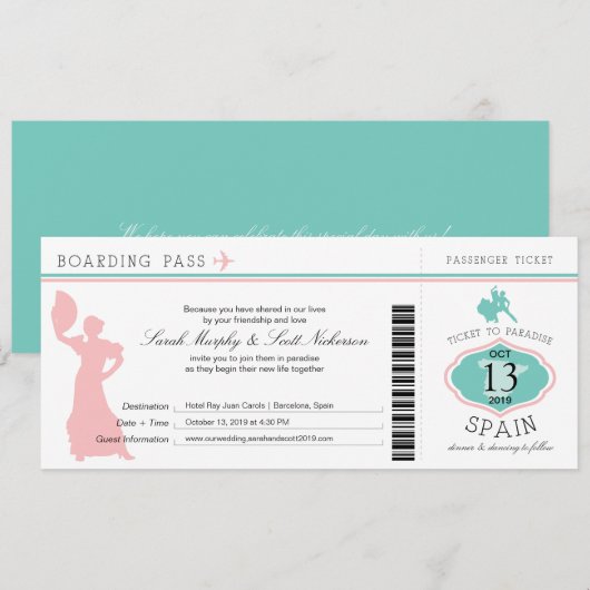 Boarding Pass to Spain Kaart (Voorkant / Achterkant)