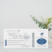 Boarding Pass to Thailand Wedding Invitation Kaart (Staand voorkant)