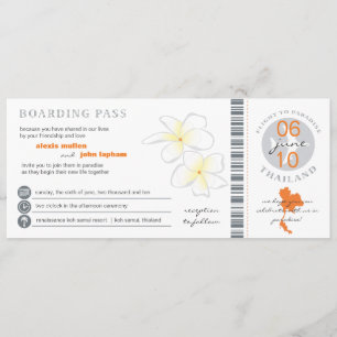 Boarding Pass to Thailand Wedding Invitation Kaart