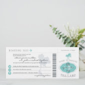 Boarding Pass to Thailand Wedding Invitation Kaart (Staand voorkant)
