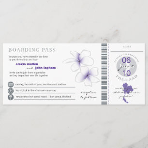 Boarding Pass to Thailand Wedding Invitation Kaart