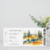 Boarding Pass Toscana Italië Bruiloft Save The Dat Save The Date (Staand voorkant)