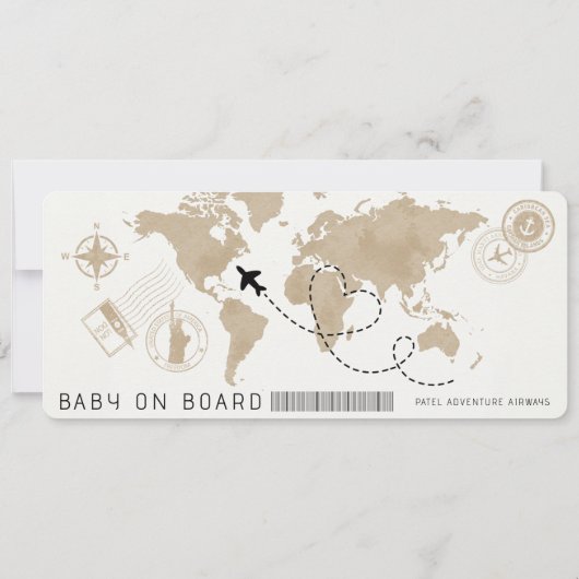 Boarding Pass Travel Baby shower Uitnodigen Kaart (Achterkant)