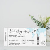 Boarding Pass Travel Blue Wedding Shower Kaart (Staand voorkant)