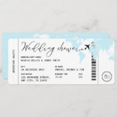 Boarding Pass Travel Blue Wedding Shower Kaart (Voorkant / Achterkant)