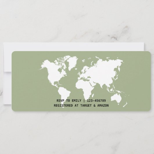 Boarding Pass Travel Couple's Shower Sage Green Kaart (Achterkant)