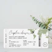 Boarding Pass Travel Couple's Shower Sage Green Kaart (Staand voorkant)