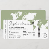 Boarding Pass Travel Couple's Shower Sage Green Kaart (Voorkant / Achterkant)