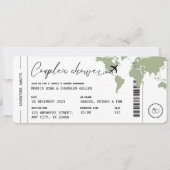 Boarding Pass Travel Couple's Shower Sage Green Kaart (Voorkant)