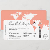 Boarding Pass Travel thema koraal Vrijgezellenfees Kaart (Voorkant / Achterkant)