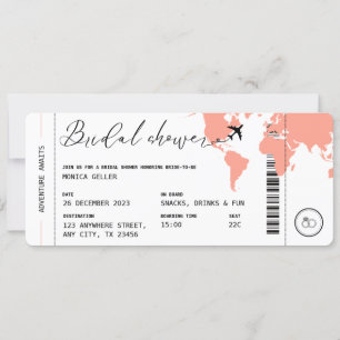 Boarding Pass Travel thema koraal Vrijgezellenfees Kaart