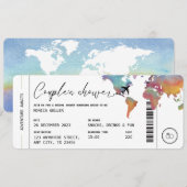 Boarding Pass Travel Themed Couple's Shower Kaart (Voorkant / Achterkant)