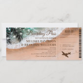 Boarding Pass Tropical Beach bruiloft Kaart (Voorkant)