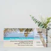 Boarding Pass Tropical Beach bruiloft Kaart (Staand voorkant)