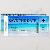 Boarding Pass Tropical Beach bruiloft Save the Dat (Voorkant / Achterkant)