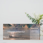 Boarding Pass Tropical Beach Lights Trouwticket Kaart (Staand voorkant)