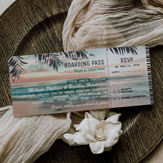 Boarding Pass Tropical Beach Weddenschappen Ticket Kaart