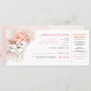 Boarding Pass Tropical Floral Verjaardag Ticket In Kaart