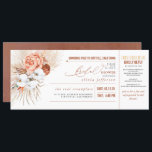 Boarding Pass Tropical Floral Vrijgezellenfeest Ti Kaart<br><div class="desc">Terracottabloemen,  witte orchideeën,  pampasgras tropische bestemming vrijgezellenfeest instapkaarten - Uitnodigingen</div>